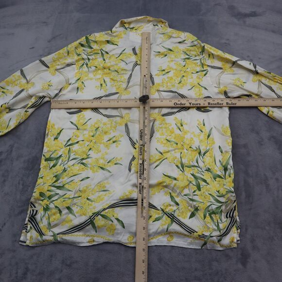 CQY Shirt Womens XL Multicolor Long Sleeve Collared Tropical Button Up - Picture 3 of 16